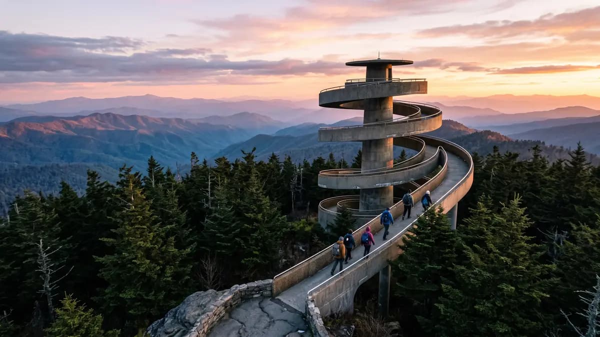 Clingmans Dome at sunrise in Great Smoky Mountains National Park